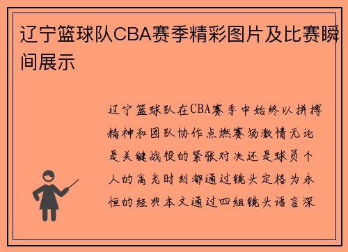 辽宁篮球队CBA赛季精彩图片及比赛瞬间展示